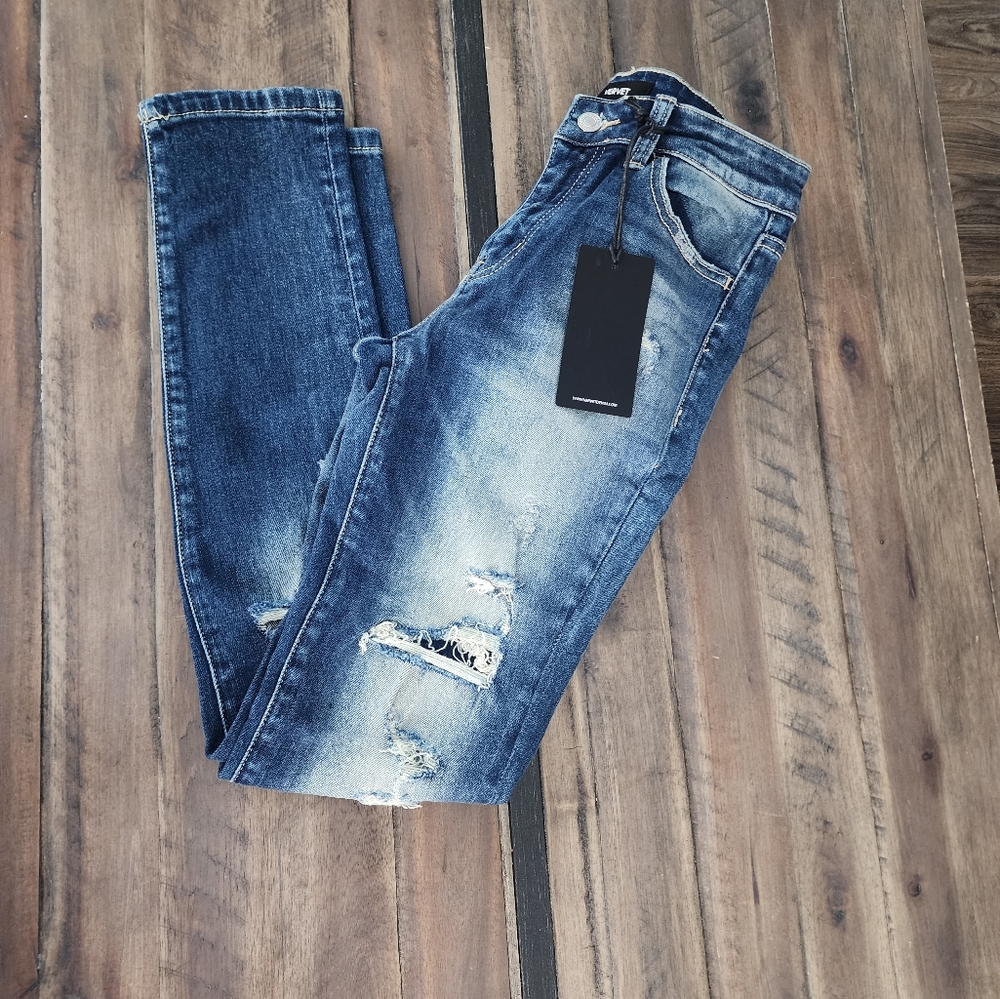 Vervet mid rise distressed skinny jeans